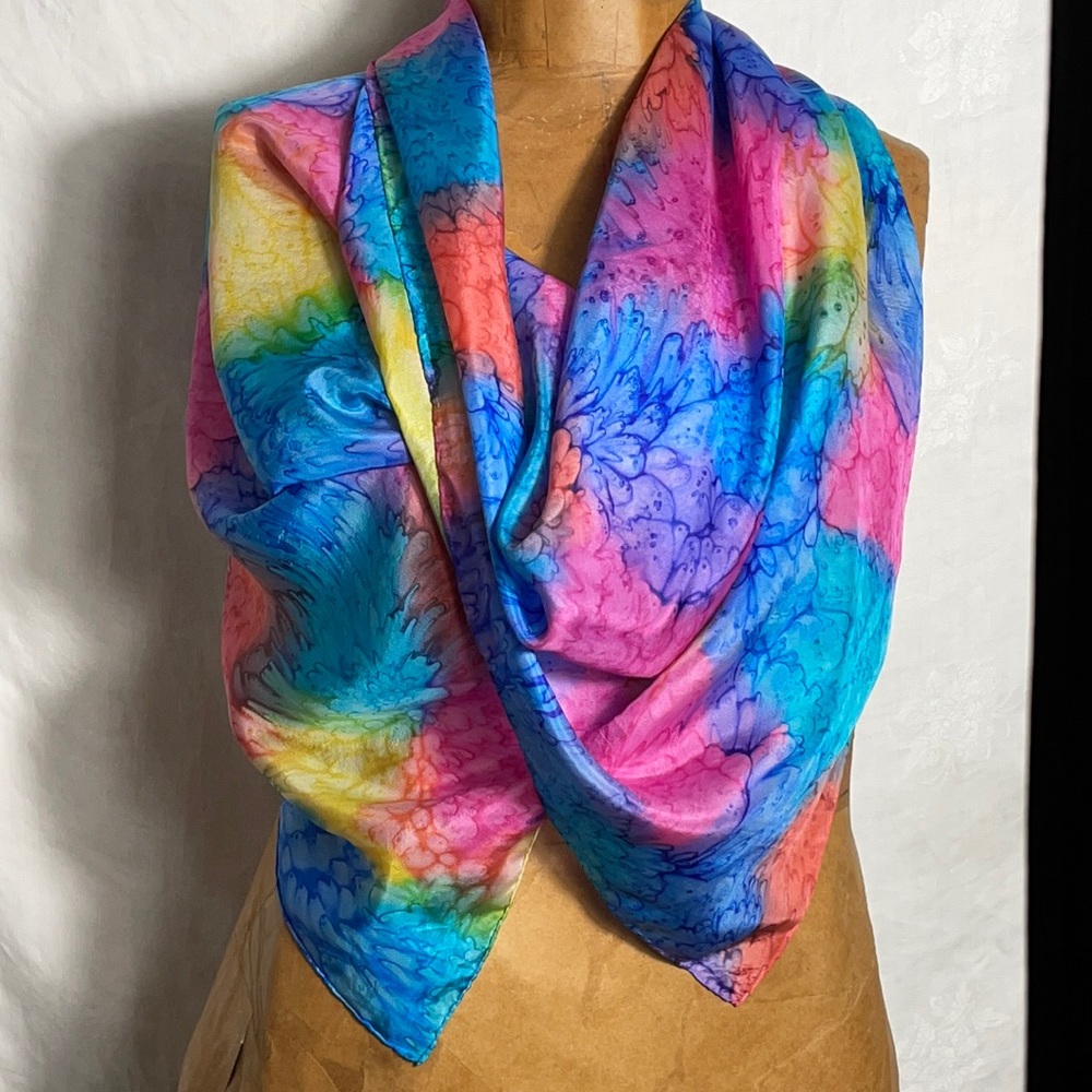 Square Silk Tie Dye Scarf